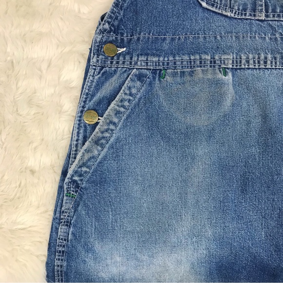 BIG‎ SMITH Mens Distressed Denim Bib Overalls Chore Farm Carpenter Size 39 - Picture 7 of 16